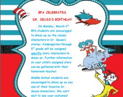 BPA 2018-2019 Celebrates Dr. Seuss's Birthday